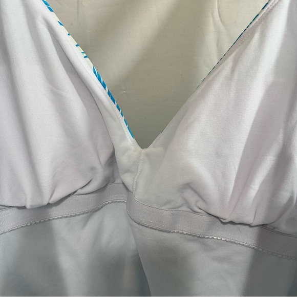 As Rose Rich Womens Knotted V-Neck One Piece Swimsuit in Blue Tropical Leaves M - Picture 4 of 5